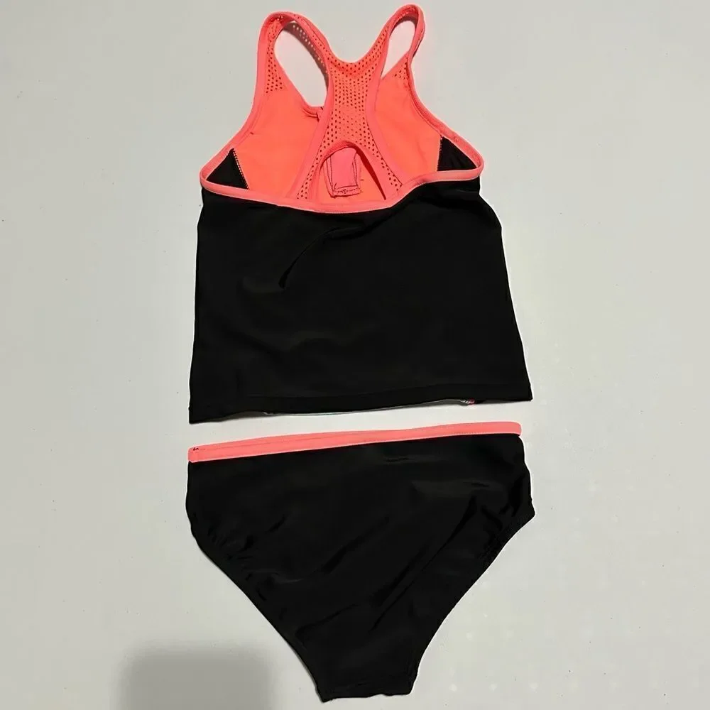 Gerry - black and orange tankini style swim suit girls size S 7/8